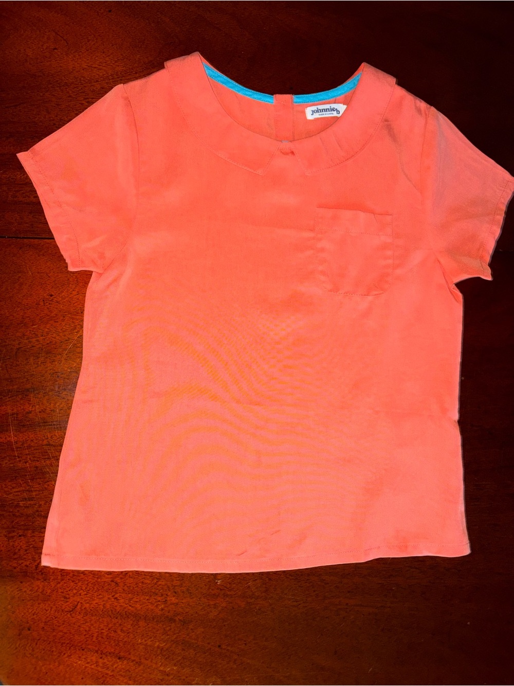 Garnet Hill Coral Short Sleeve Pocket Top